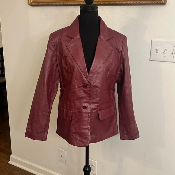 Chadwicks Jackets & Blazers - Chadwick’s Red 100% Genuine Leather Plus Size Jacket, Sz. 14P.